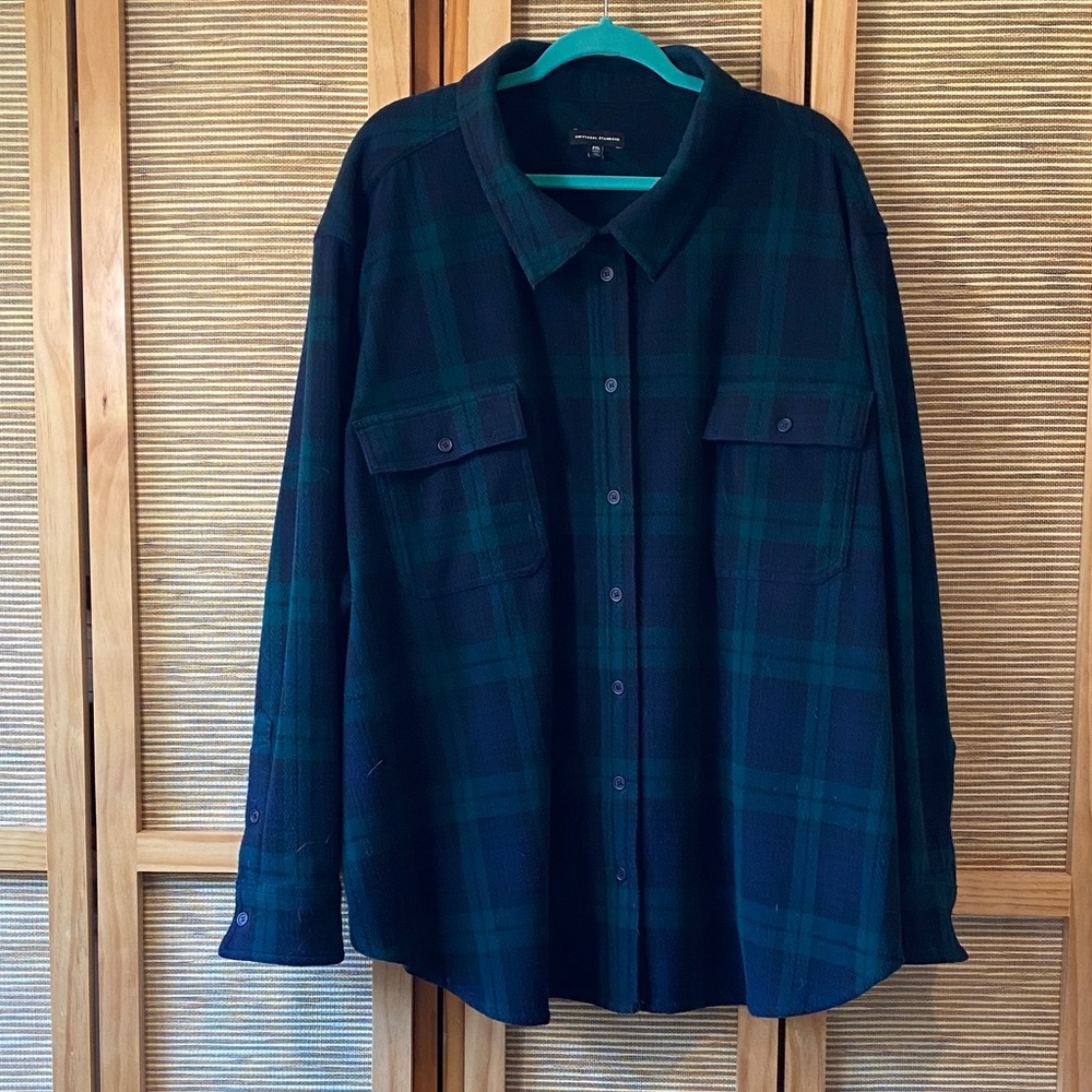Plush stretch flannel shirt jacket